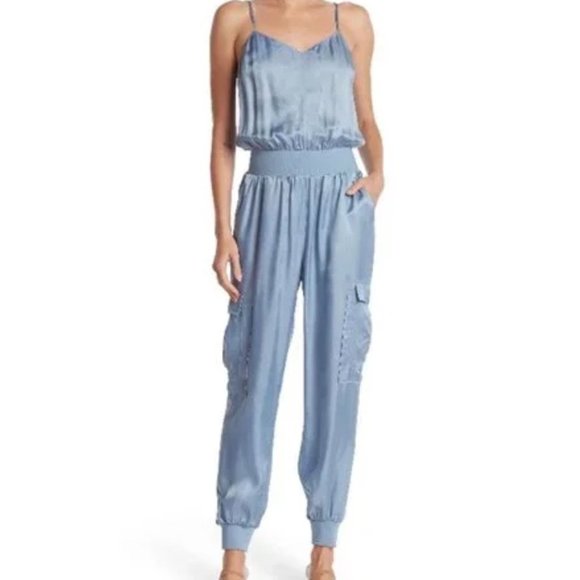 cinq a sept Pants - cinq à sept Light Blue Satin Jumpsuit